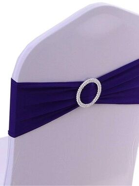 Ina Purple Stretch Chair Sash with Rhinestone Buckle